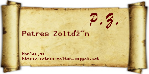 Petres Zoltán névjegykártya